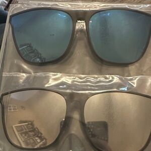 Two-Pair Mirrored Lens Sunglasses - Blue & Silver
